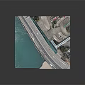 Detailed Scale Bridge Model With Blue Water Adjacent Buildings Trees And Vehicles