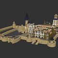 Ancient Castle Architectural Structure With Medieval Towers Stone Walls And Courtyard Design