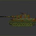 Military Tank With Camouflage Green Orange Pattern Tracked Wheels Long Cannon And Military Vehicle Design