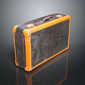 Vintage Suitcase With Black And Orange Edges And Worn Surface Texture 3d model