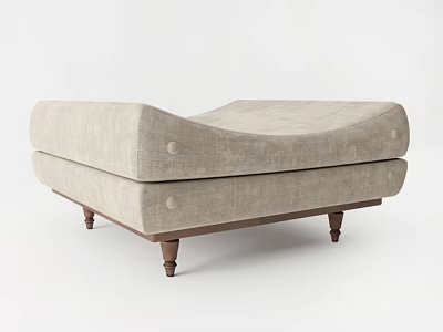 Modern Beige Upholstered Sofa Bench With Padded Seat And Wooden Legs Design 3d model
