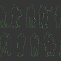 Many people couple group people 3d model