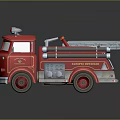 Red Cartoon Fire Truck Toy With Ladder Hoses And Emergency Lights