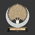 Elegant Decorative Ornament Set With Gold Tree Design And Crystal Base 3d model