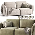 Modern Plush Fabric Double Seater Sofa With Cozy Pillows Tassel Blanket And Custom Color Options