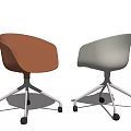 Modern Orange and White Office Chairs With Metal Base and Rolling Wheels