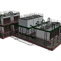 Industrial Air Conditioning Fan System With Cooling Towers And Pipes Structure
