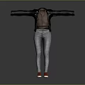 Stylish Black Jacket With Brown Innerwear Gray Jeans And Orange Shoes Outfit