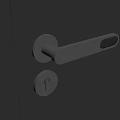 Modern Silver Metal Door Handle With Keyhole And Contemporary Design on Dark Door Surface