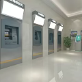 Bank Self Service Area With ATMs In Clean Tidy Lobby Interior