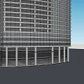 Modern Tall Office Building With Glass Facade And Curved Exterior Design