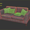 Light Gray Fabric Two Seater Sofa With Three Beige Cushions And Wooden Legs