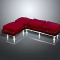 Modern Red L Shaped Sectional Sofa With Metal Legs For Living Room