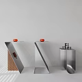 Modern Side Tables With Geometric Metal Frames And Red Decorative Vases On Sleek Tops