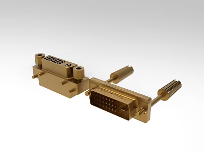 High Quality Gold Plated Industrial DVI Connectors with Pin Headers and Interfaces 3d model
