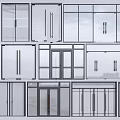 Various Modern Door And Window Designs With Glass Panels And Frames 3d model