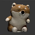 Comfy Brown Chair With Plush Shiba Inu Toy Decoration For Living Room