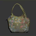 Stylish Green Floral Pattern Handbag With Decorative Handle And Unique Design 3d model
