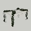 Arched Garden Pergola with White Pillars and Lush Green Vines Decoration