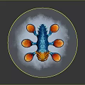 Vibrant Blue Fantasy Creature With Orange Claws Head And White Cloud Like Surroundings