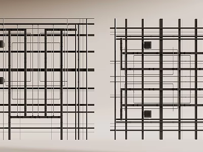 Modern Interior Ceiling Design Using Grid Lines And Geometric Patterns 3d model