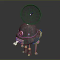 Mechanical Robot Character With Circular Top Lens Body And Leg Like Structures 3d model