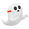 Cute White Cartoon Ghost Character With Red Band And Friendly Face