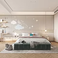 Modern Kids Bedroom Interior With Bed Decor And Study Area