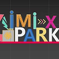 Colorful 3D Letters Design With Neon Lights Bulbs And Geometric Shapes For MIX PARK
