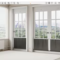 White Hinged Doors With Glass Panels In Modern Interior Overlooking City And Green Park