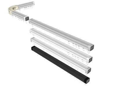 Curtain Accessories Including Metal Tracks Straight and Curved in Various Colors 3d model