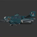 Blue Sci Fi Airplane Model With Unique Wing Design And Metallic Finish 3d model