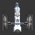 Two Metallic Mechanical Devices With Solar Panels And Engine Structures