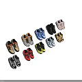 Multiple Pairs of Fashionable Sneaker Shoes in Various Colors with Stylish Design Details