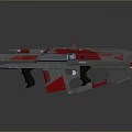 Futuristic Sci-Fi Weapon With Shiny Silver And Red Reflective Modern Design Details