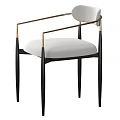 Modern White Accent Chair With Gold Armrests And Black Legs Design