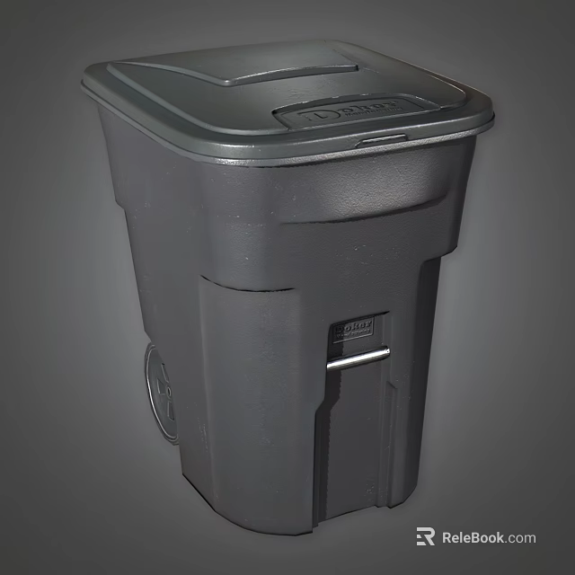 Gray Heavy Duty Trash Can With Lid And Wheels For Household Office Use 3d model 