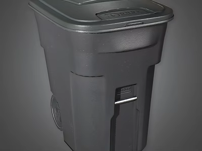Gray Heavy Duty Trash Can With Lid And Wheels For Household Office Use 3d model