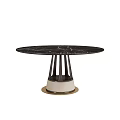 Modern Round Dining Table With Black Marble Tabletop And Stylish Metal Base 3d model