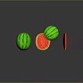 Fresh Watermelon Whole And Cut Open With Sliced Pieces Green Rind Red Flesh