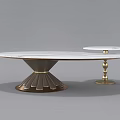 Round Marble Top Dining Table With Dark Wood And Brass Pedestal Base