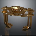 Futuristic Creature Role With Golden Mechanical Platform And Supports