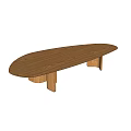 Natural Wooden Oval Shaped Coffee Table With Unique Cylindrical Legs Design