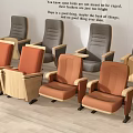 Simple Comfortable Chairs With Wooden Frame And Colorful Seats Details