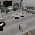 Modern Luxury Living Room Interior With Sofa Coffee Table Set Throw Pillows And Accent Chairs