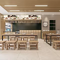 Minimalist Wooden Restaurant Interior With Long Tables Benches Wall Clocks And Bright Lighting