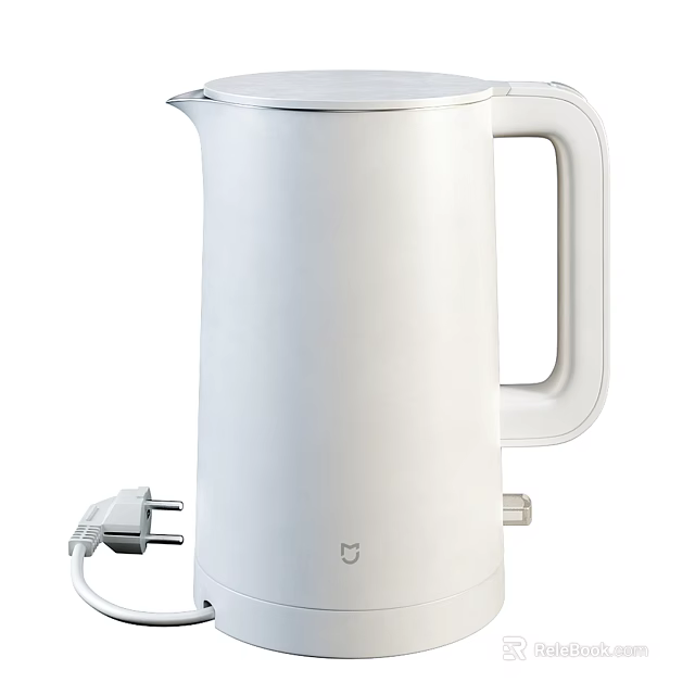 Sleek White Electric Kettle With Handle And Power Plug Design 3d model
