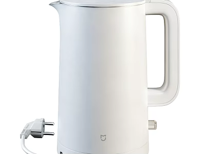 Sleek White Electric Kettle With Handle And Power Plug Design 3d model