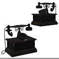 Vintage Rotary Dial Phones With Classic Design And Wooden Base