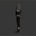 A Man In Hoodie With Mask Tactical Vest Brown Pants Black Boots Arms Outstretched